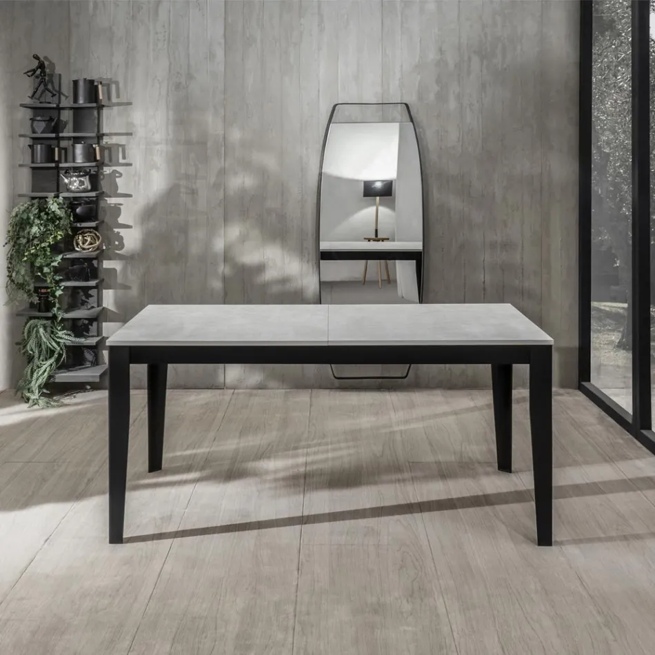 Ausziehbarer Tisch bis zu 316 cm in Melamin und Metallgestell – Weihrauch Viadurini