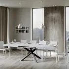 Ausziehbarer Tisch bis 440 cm aus anthrazitfarbenem Eisen und Holz, hergestellt in Italien – Graffo Viadurini