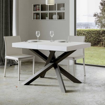 Ausziehbarer Tisch bis 440 cm aus anthrazitfarbenem Eisen und Holz, hergestellt in Italien – Graffo Viadurini