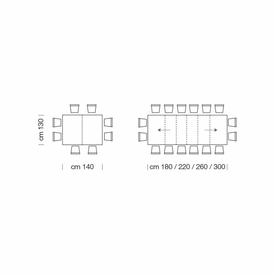 Ausziehbarer Tisch bis zu 470 cm aus Furnierholz Made in Italy – Gordito Viadurini