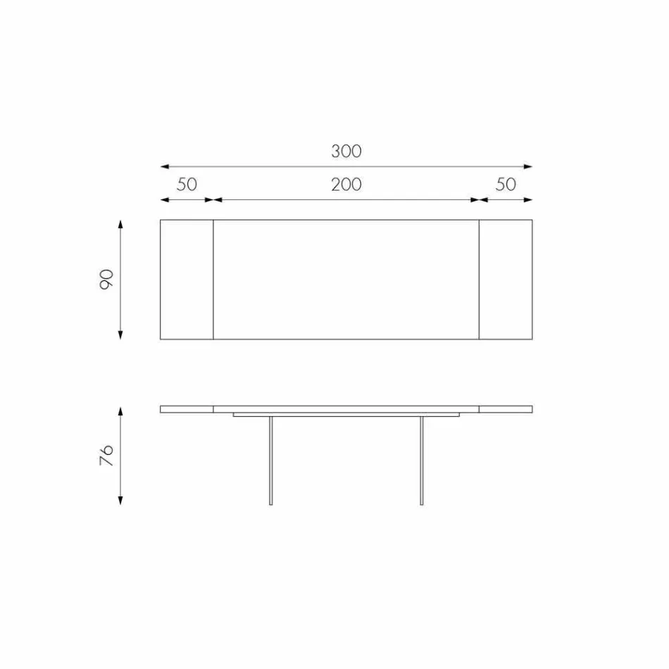 Ausziehbarer Tisch aus Eichenfurnier mit Nico Glasbeinen Viadurini