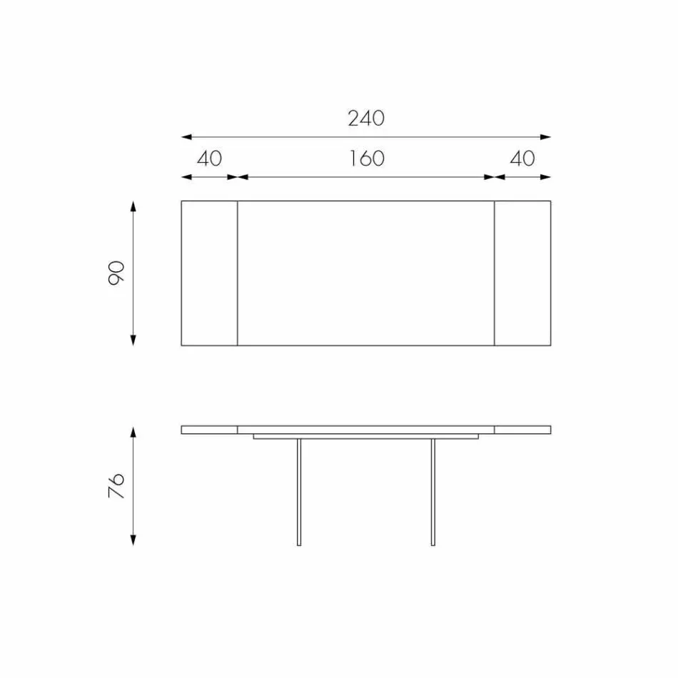 Ausziehbarer Tisch aus Eichenfurnier mit Nico Glasbeinen Viadurini