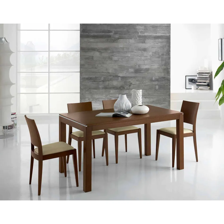 Ausziehbarer Tisch aus Eschenholz mit Seitenbändern aus Esche - Ketla Viadurini