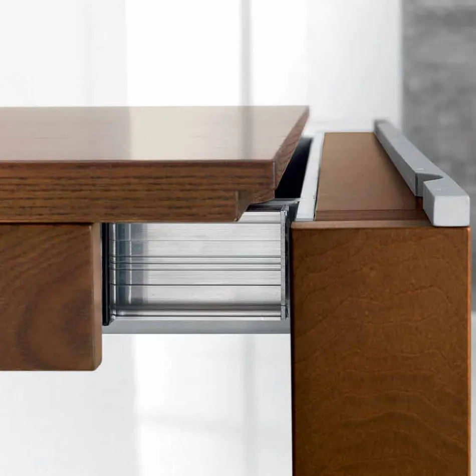 Ausziehbarer Tisch aus Eschenholz mit Seitenbändern aus Esche - Ketla Viadurini