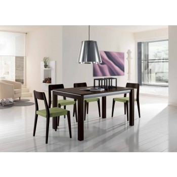 Ausziehbarer Tisch aus Eschenholz mit grau lackierten Seitenbändern - Ketla