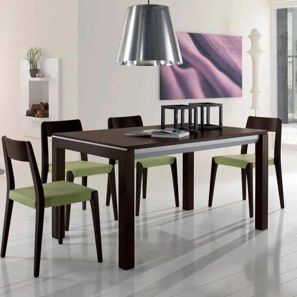 Ausziehbarer Tisch aus Eschenholz mit grau lackierten Seitenbändern - Ketla Viadurini