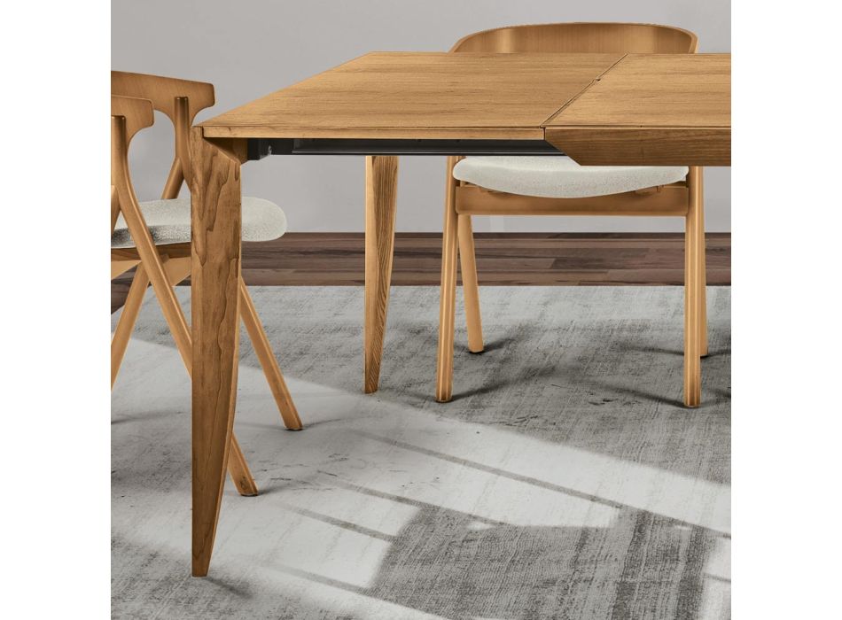 Ausziehbarer Tisch aus massivem Eschenholz in verschiedenen Ausführungen - Ferenc Viadurini