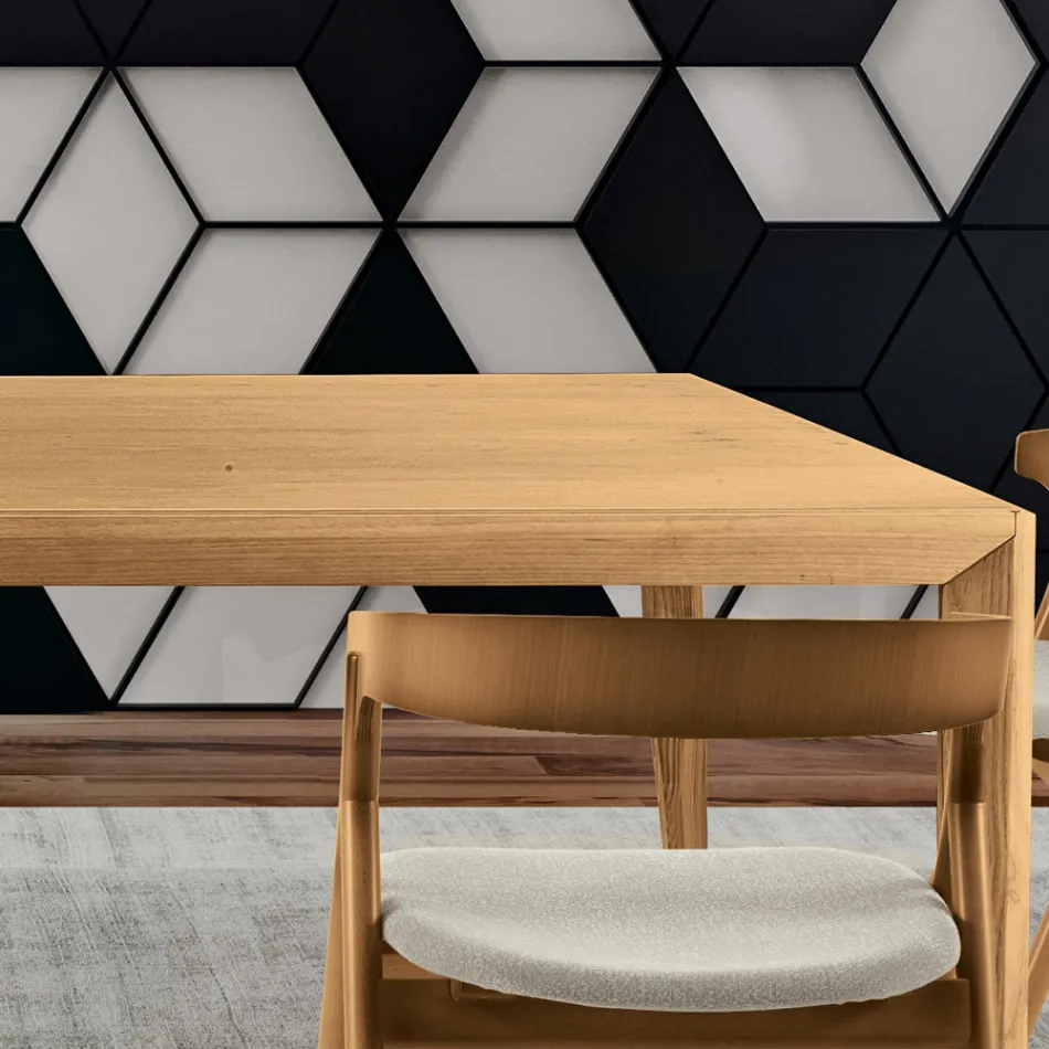 Ausziehbarer Tisch aus massivem Eschenholz in verschiedenen Ausführungen - Ferenc Viadurini