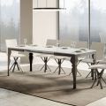 Ausziehbarer Tisch aus Melaminholz und anthrazitfarbener Eisenunterplatte – Sassone