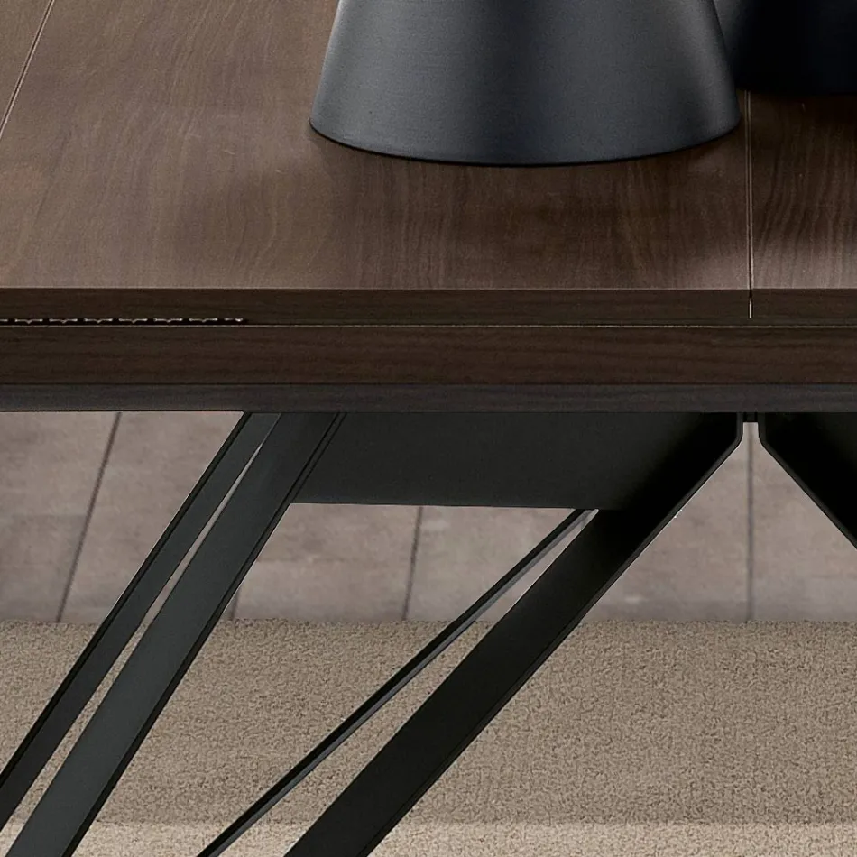 Ausziehbarer Klapptisch aus Metall und Melamin Made in Italy - Meluso Viadurini