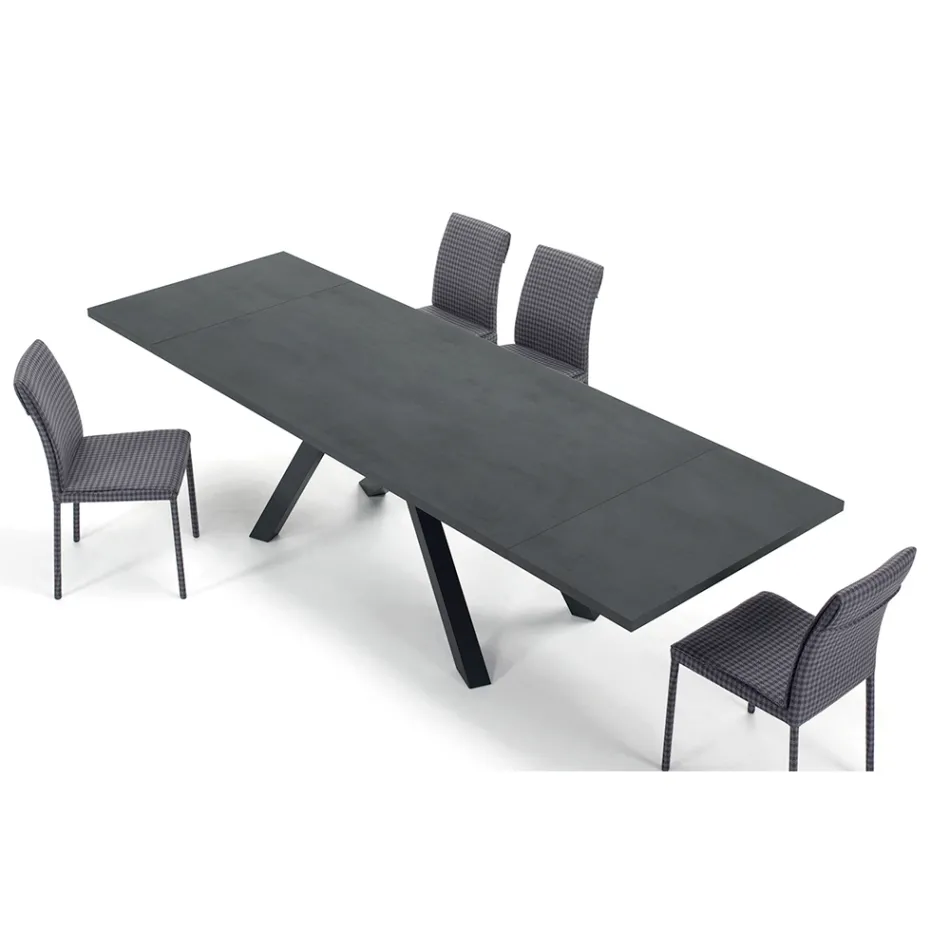 Moderner ausziehbarer Tisch mit laminierter Holzplatte, hergestellt in Italien – Settimmio Viadurini