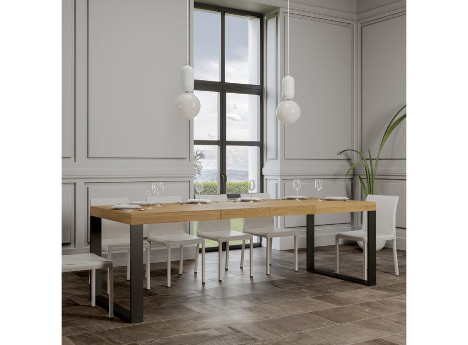 Moderner ausziehbarer Tisch aus Melaminholz, hergestellt in Italien – Badesi Viadurini