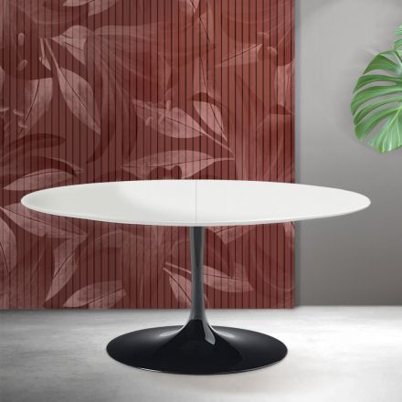 Saarinen Tulip Ausziehtisch H 74 cm in Weiß Florim Keramik - Scharlachrot Viadurini