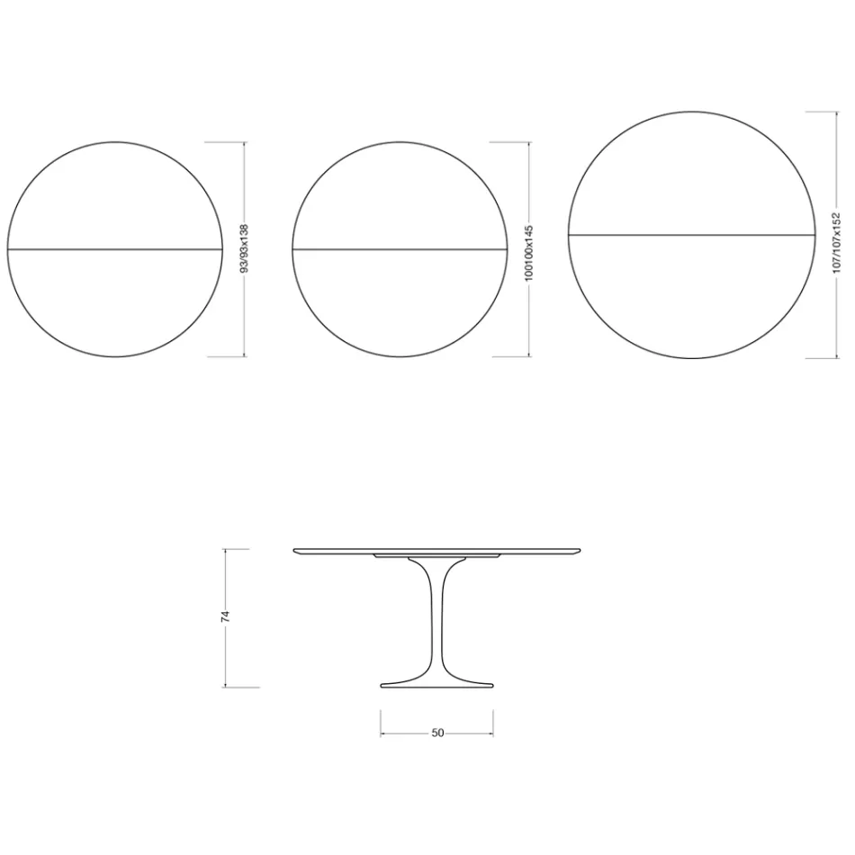 Saarinen Tulip Ausziehtisch H 74 cm in Weiß Florim Keramik - Scharlachrot Viadurini
