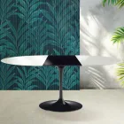 Saarinen Tulip Ausziehtisch H 74 cm in Hochglanzweiß Florim Keramik - Scharlachrot Viadurini