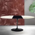 Saarinen Tulip Ausziehtisch H 74 cm in Florim Calacatta Gold Matt Keramik - Scharlachrot Viadurini