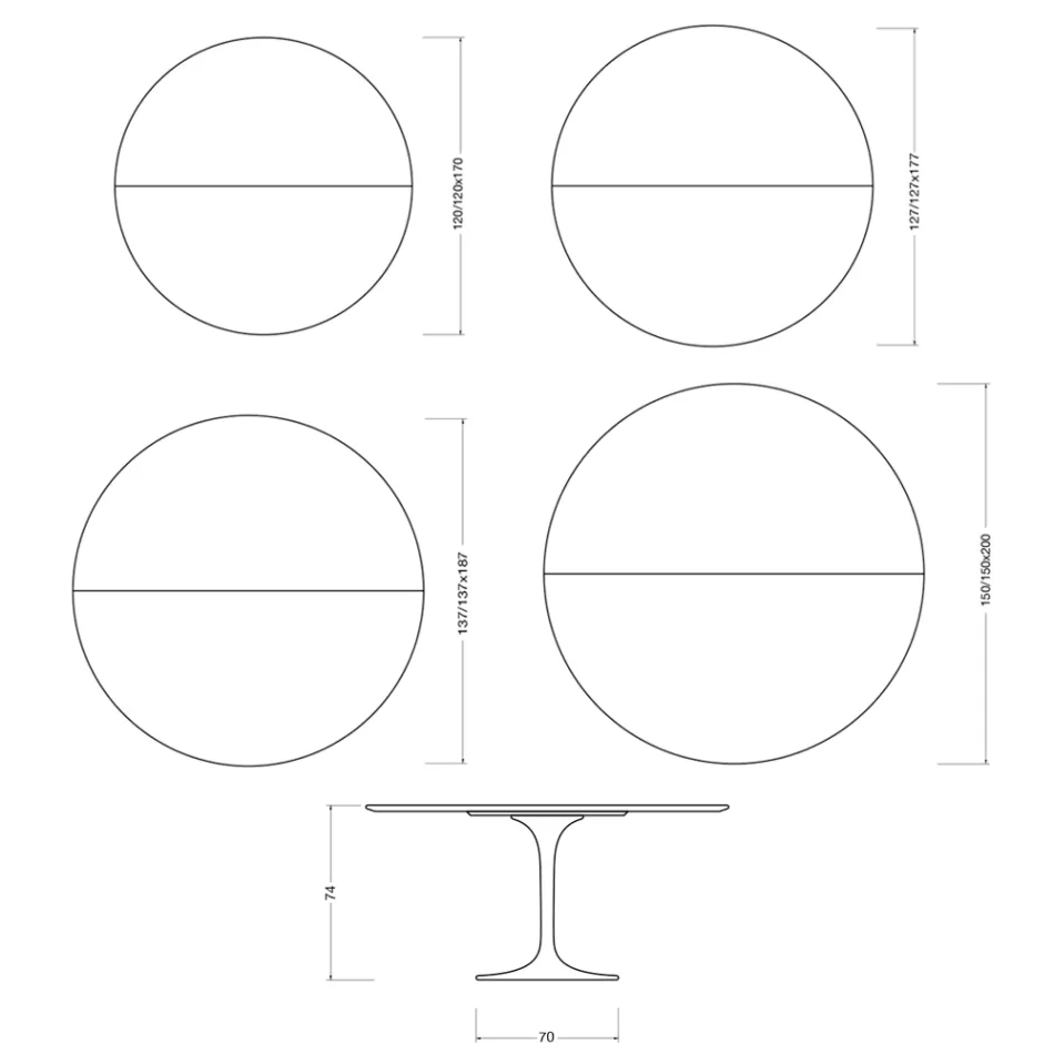 Saarinen Tulip Ausziehtisch H 74 cm in glänzender Statuario Florim Keramik - Scharlachrot Viadurini