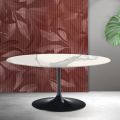Saarinen Tulip Ausziehtisch H 74 cm in Florim Statuario Mattkeramik - Scharlachrot