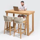 Hoher Bartisch aus gebürstetem, natürlichem Teakholz - Sponda Viadurini