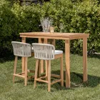 Hoher Bartisch aus gebürstetem, natürlichem Teakholz - Sponda Viadurini