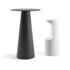 Hochtisch für den Außenbereich mit runder Platte aus HPL, hergestellt in Italien – Forlina Viadurini