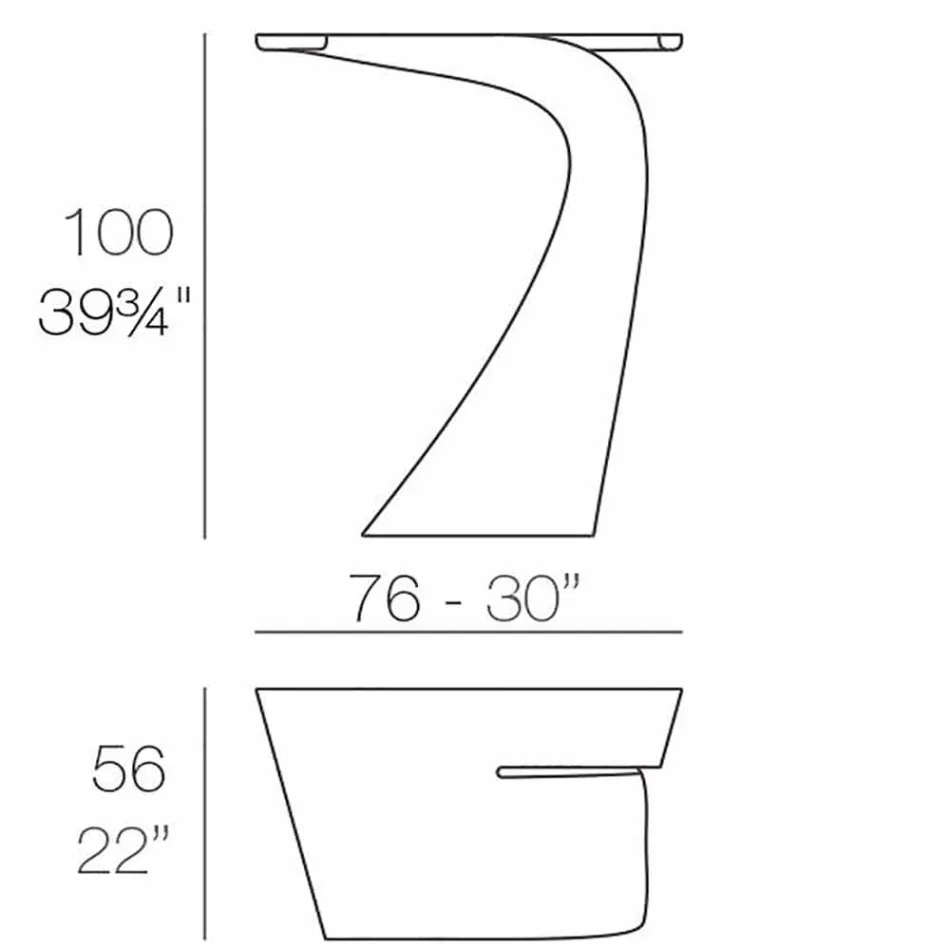 Design-Außentisch H 100 cm aus Polyethylen, Wing Vondom Viadurini