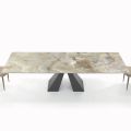 Tisch mit integrierten Verlängerungen und Untergestell aus Nerzstahl, hergestellt in Italien – Dalmata