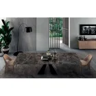 Tisch mit integrierten Verlängerungen aus Keramik und Stahl, hergestellt in Italien – Dalmata Viadurini