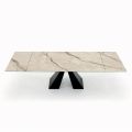 Tisch mit integrierten Verlängerungen aus Keramik und Stahl, hergestellt in Italien – Dalmata
