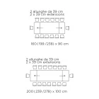 Tisch mit integrierten Verlängerungen aus Keramik und Stahl, hergestellt in Italien – Dalmata Viadurini