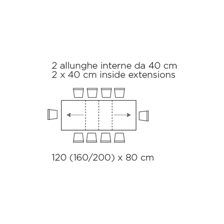 Tisch mit Innenverlängerungen und Klappkante aus Laminat, hergestellt in Italien – Gordito Viadurini