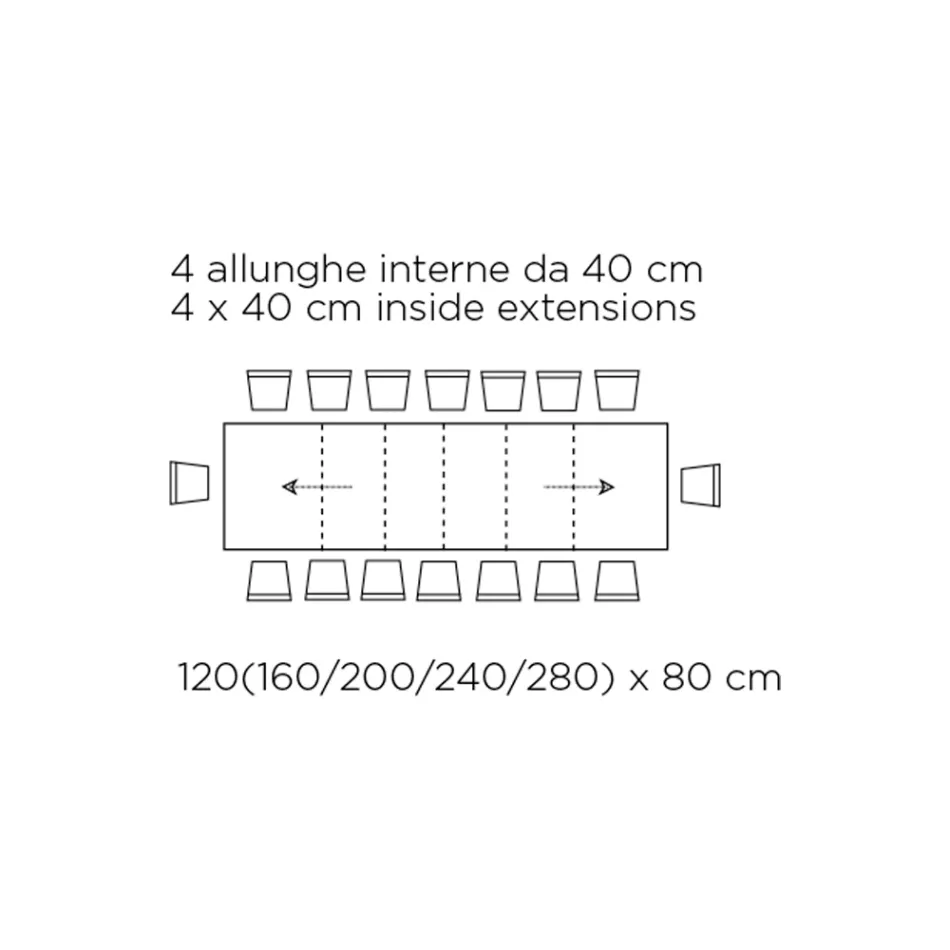 Tisch mit Innenverlängerungen und Klappkante aus Laminat, hergestellt in Italien – Gordito Viadurini