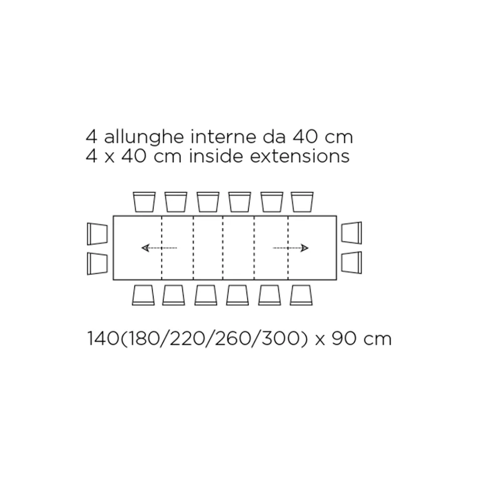 Tisch mit Innenverlängerungen und Klappkante aus Laminat, hergestellt in Italien – Gordito Viadurini