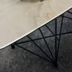 Tisch mit tonnenförmiger Keramikplatte und Stahlsockel Made in Italy - Ezzellino Viadurini