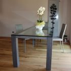 Tisch mit Kristallplatte und moderatem Eschenholz, hergestellt in Italien – Asella Viadurini