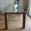 Tisch mit Kristallplatte und Eschenholz von Modero Made in Italy - Asella