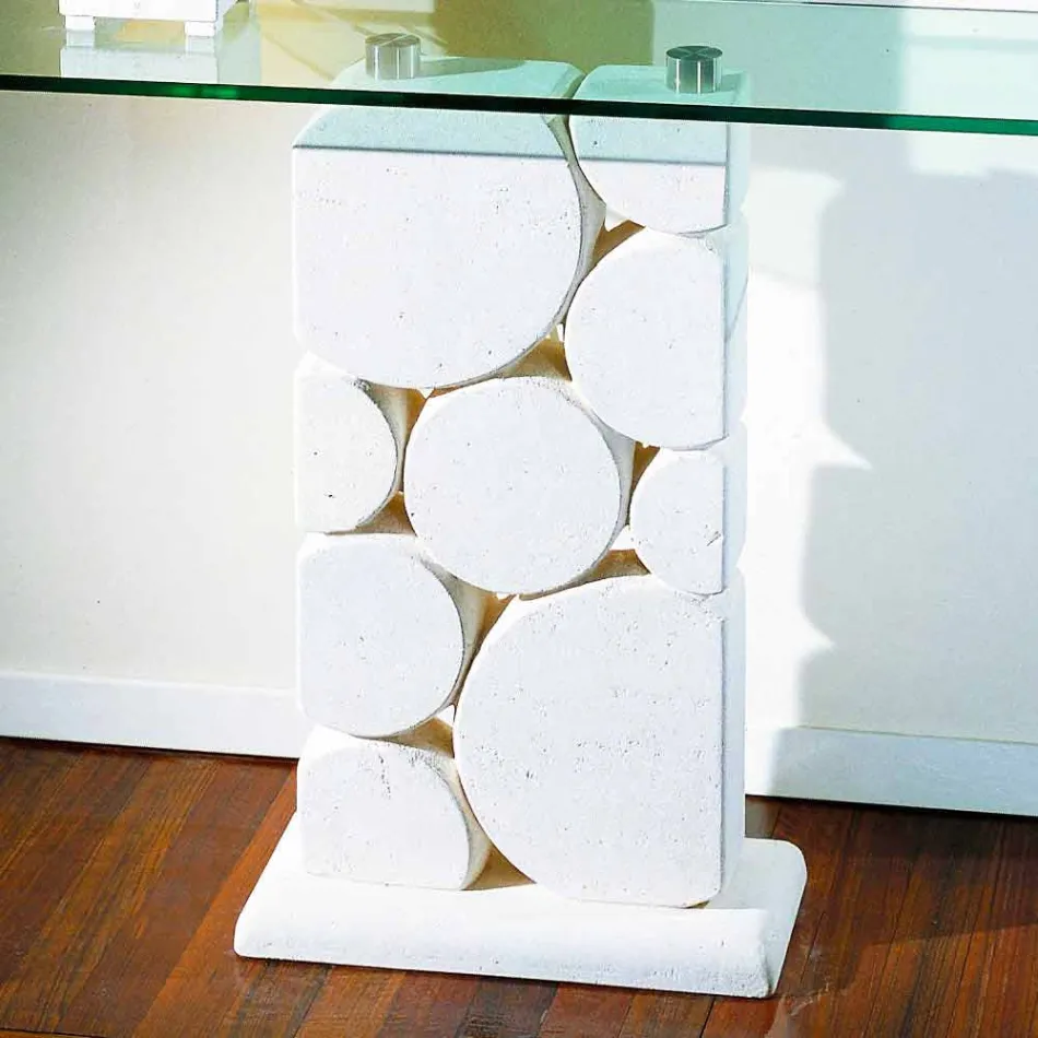 Konsolentisch aus Stein und Glas modernes Design Hosios Viadurini