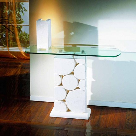Konsolentisch aus Stein und Glas modernes Design Hosios Viadurini