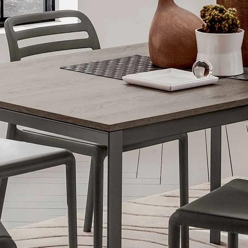 Küchentisch mit Melaminplatte und Metallgestell Made in Italy - Spilla Viadurini