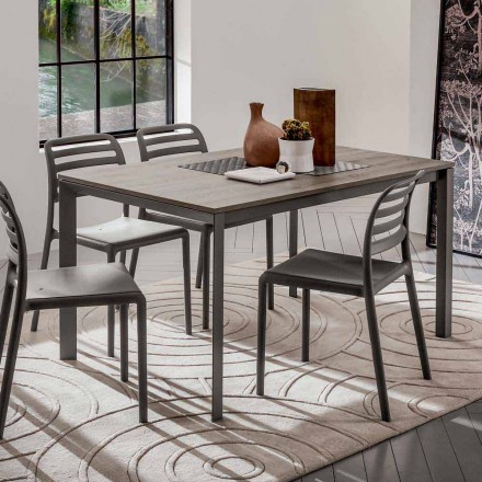 Küchentisch mit Melaminplatte und Metallgestell Made in Italy - Spilla Viadurini