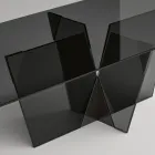 Rechteckiger Küchentisch mit Glasplatte und Untergestell Made in Italy - Tiseo Viadurini