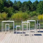 Quadratischer Stehtisch aus lackiertem Metall im Freien Hergestellt in Italien - Fada Viadurini