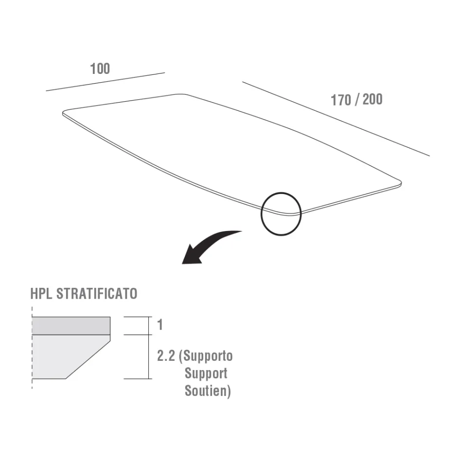 Hpl Küchentisch mit anthrazitfarbenem Metallfuß Made in Italy - Aresto Viadurini