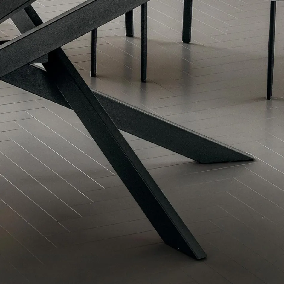 Küchentisch aus Laminat mit Metallstruktur, hergestellt in Italien – Carlino Viadurini