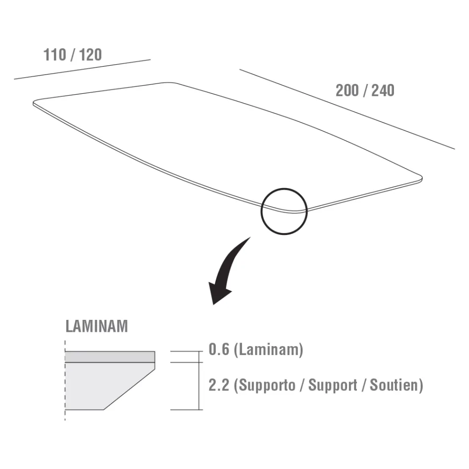 Küchentisch aus Laminat mit Metallstruktur, hergestellt in Italien – Carlino Viadurini