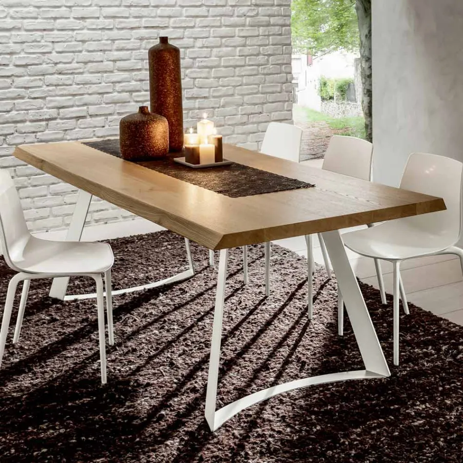 Küchentisch aus hochwertigem, entrindetem Holz, hergestellt in Italien – Pinocchio Viadurini