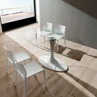 Luxuriöser Küchentisch aus gehärtetem Glas und Marmor, hergestellt in Italien – Brontolo Viadurini