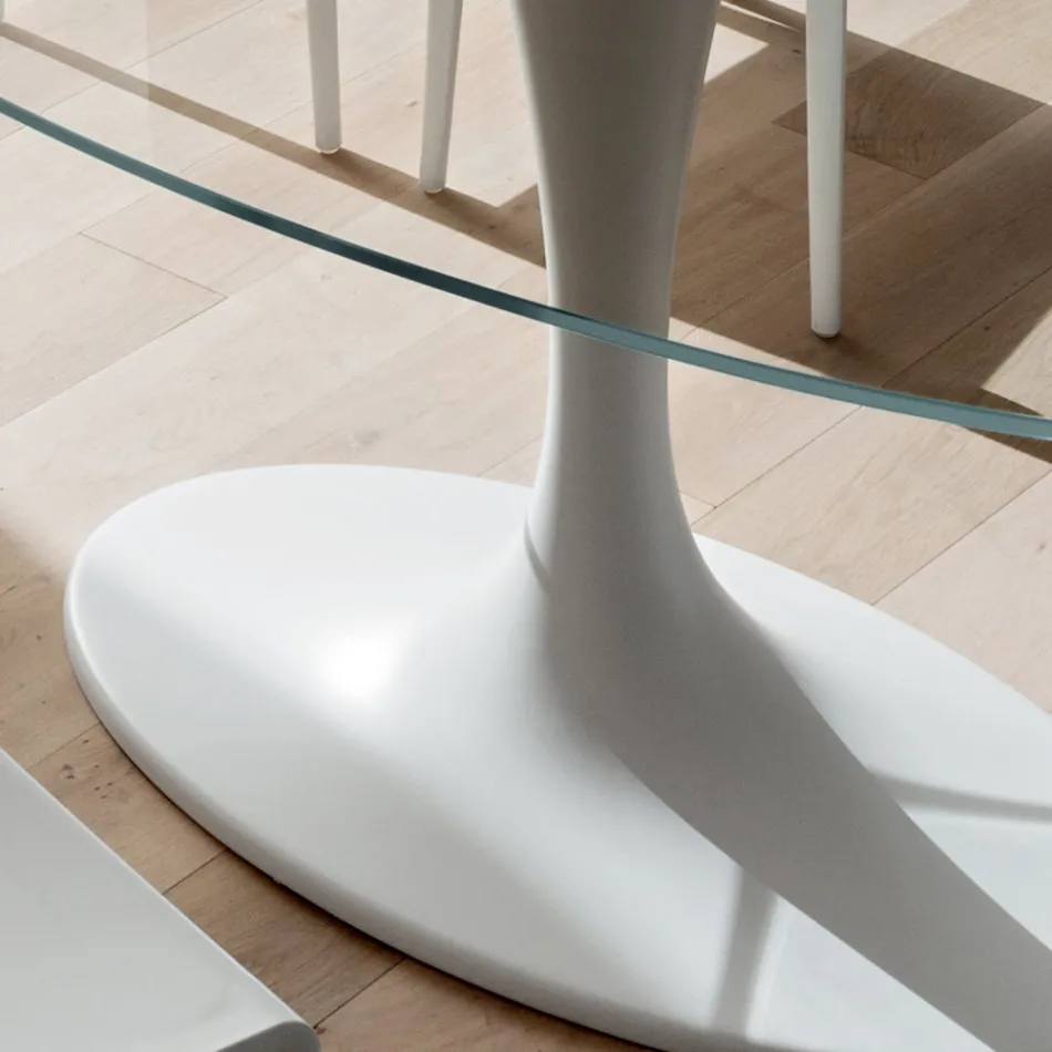 Luxuriöser Küchentisch aus gehärtetem Glas und Marmor, hergestellt in Italien – Brontolo Viadurini