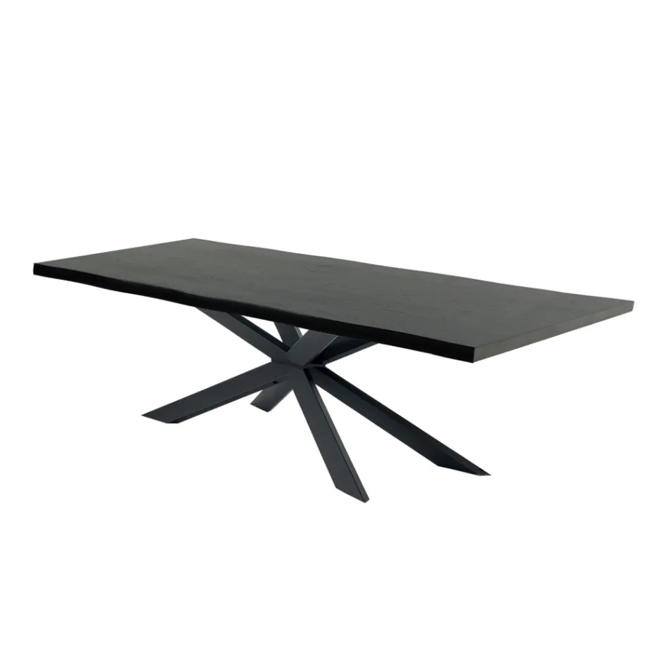 Moderner Küchentisch aus furniertem Holz und Stahl, hergestellt in Italien – Grotta Viadurini