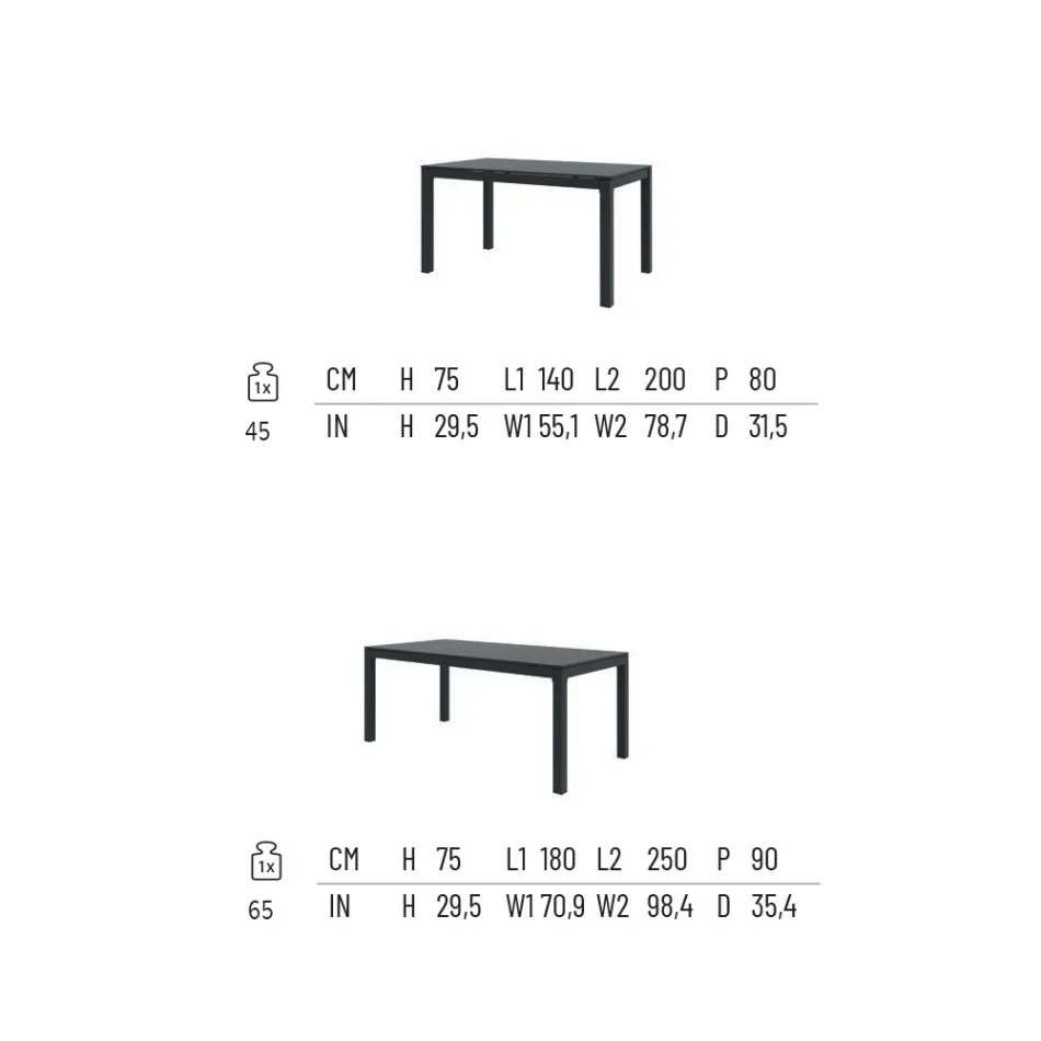 Gartentisch ausziehbar auf 250 cm aus Metall Made in Italy - Beverly Viadurini